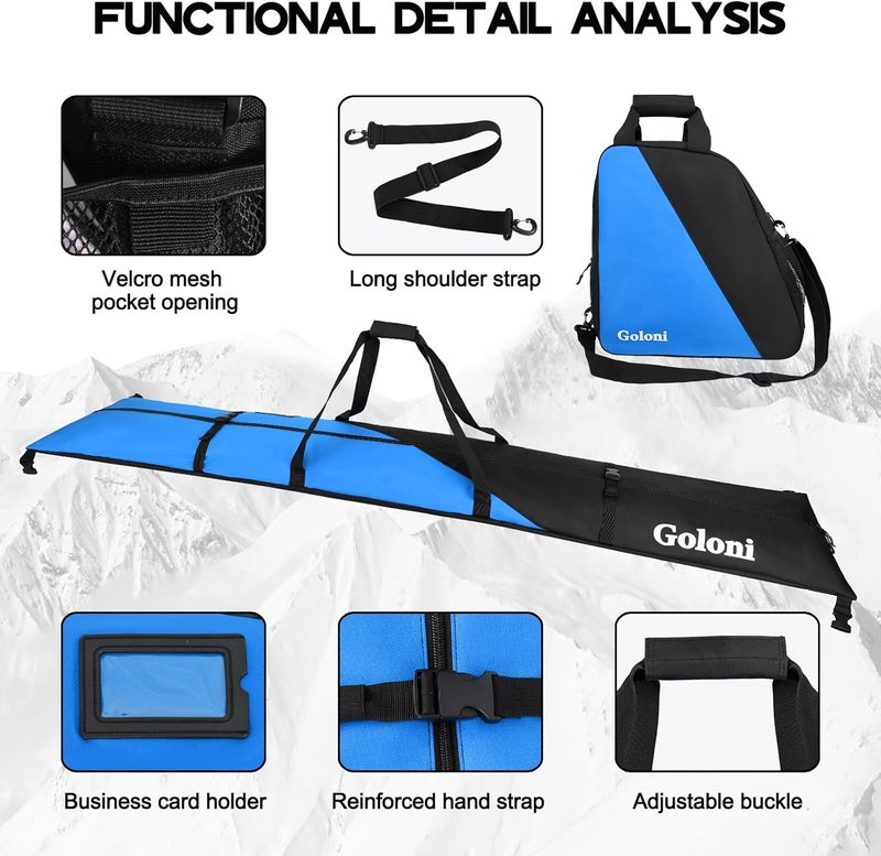 Goloni Ski Bag and Boot Bag Combo,Ski Bags for Air Travel,Snowboard Bag Fits for Skis Up to 180 CM and Boots Up To Size US13 - Image 3